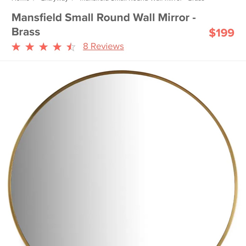 Article Mansfield Small Round Wall Mirror (Brand New! Never hung) Pickup Only！！